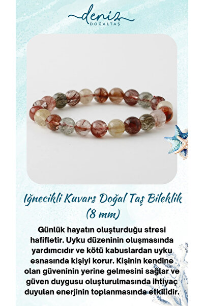 Deniz Doğal Taş Certified Acanthocleis Quartz Natural Stone Bracelet, Acantho...