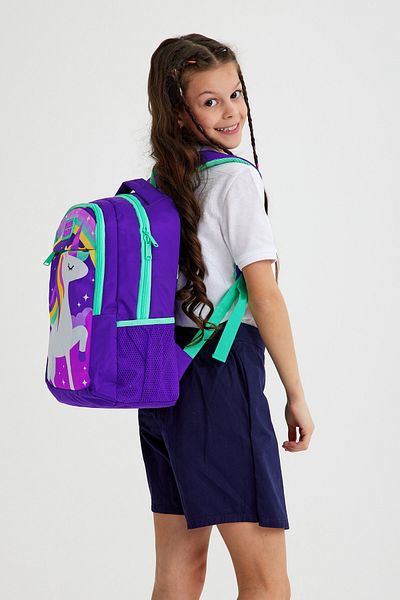 Yaygan Çanta Geantă pentru școală primară și gimnazială pentru copii și fete, cu model de unicorn violet - 14376
