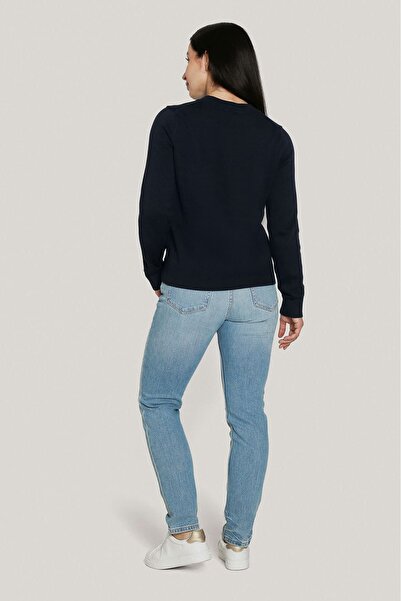 Tommy Hilfiger Kadın Yazı Logolu Kazak - Lacivert