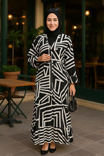 Neva Style Rochie Hijab cu model alb - 23583B