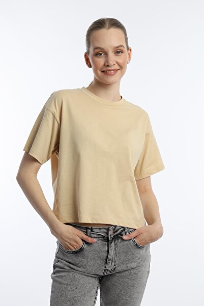 Polo State Tricou Crop Oversize pentru femei de culoare bej