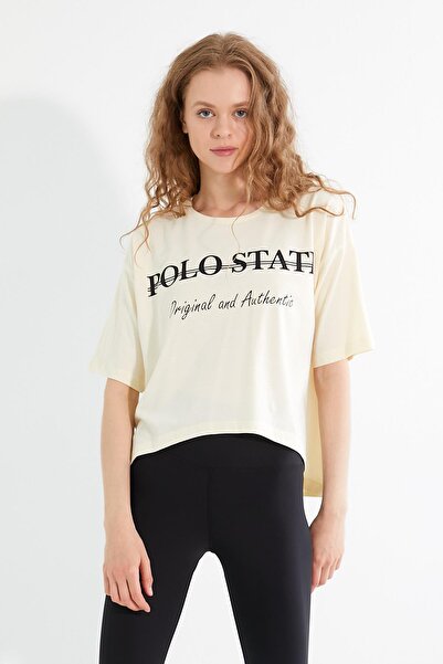 Polo State Žene Štampano Oversize kroj T-shirt Ekru