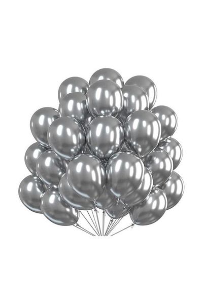 Onay Store 30 Metallic Silver Balloons - Birthday Concept - Party Supplies - Bride to Be Supplies