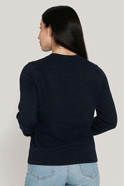 Tommy Hilfiger Kadın Yazı Logolu Kazak - Lacivert