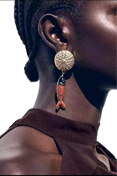 Bermecy Retro Fish |   Steel Fish Hoop Earrings