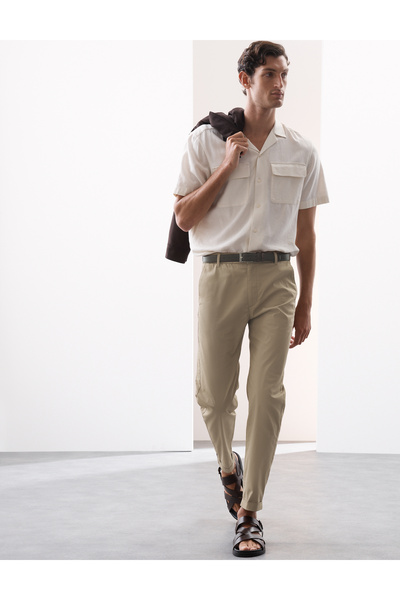 Marks & Spencer Lightweight Tapered Fit Lastikli Bel Pantolon
