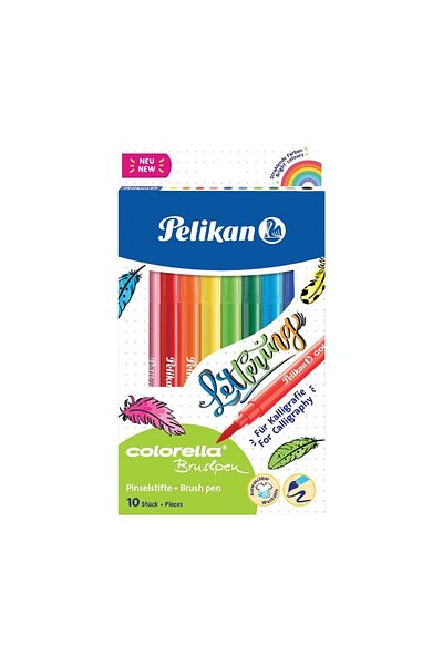 Pelikan Colorella Super Brush Marker Set, Material Plastic, Brush Tip, Assorted Colors, Set of 10