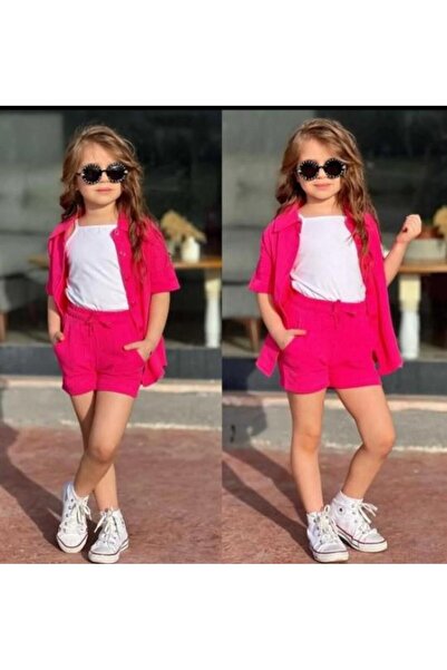 RAPAPA Girl's Half Sleeve Shirt + Shorts Muslin Set 7001-F