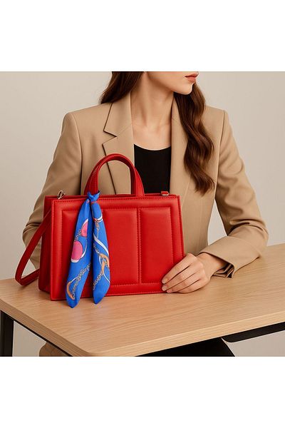 ESTUTE Geantă de mână și de umăr elegantă pentru femei – cu detaliu de eșarfă
