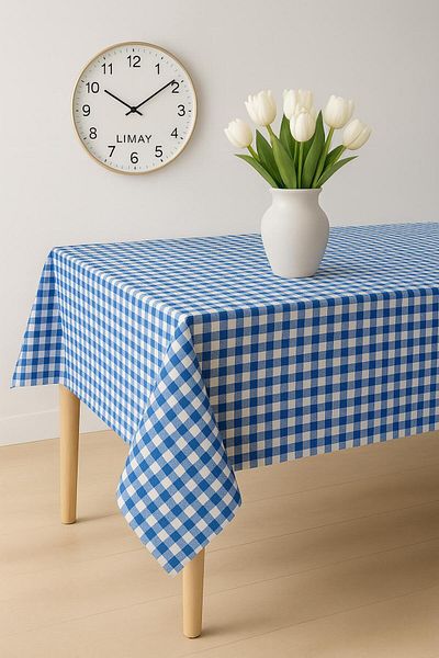 LİMAY Față de masă din țesătură groasă Gingham - Față de masă - Covoraș de picnic - Colorat (170x170)