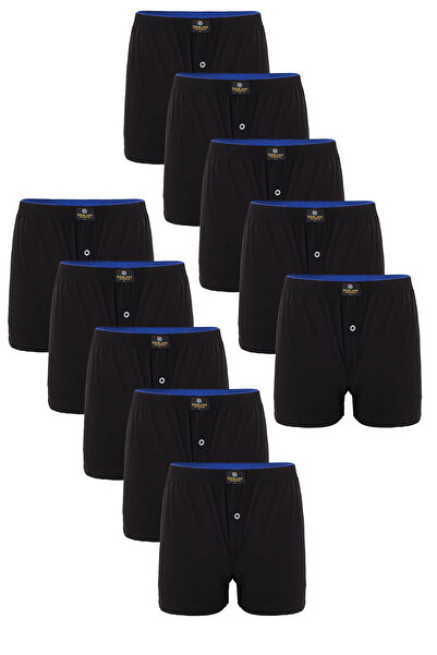 don joy سروال بوكسر أسود بأزرار وخصر مطاطي من القطن الممشط للرجال مكون من 10 قطع