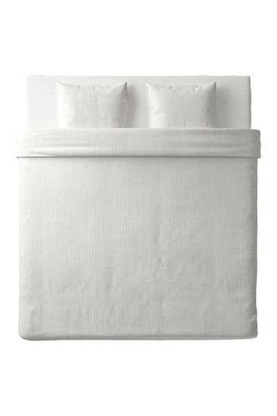 IKEA Double Duvet Cover Set, White-striped Meridyendukkan 240x220/50x60 Cm-cotton-without sheet