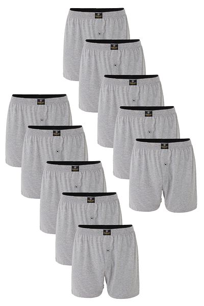 don joy Men's 10-Piece Cotton Combed Cotton Buttoned Gray Boxers with Elastic Waist