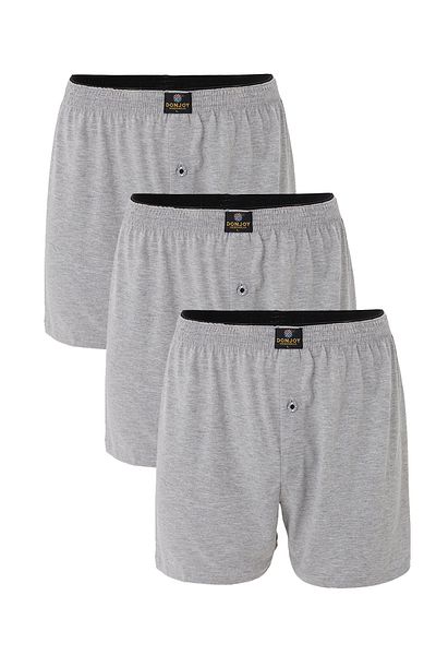 don joy Men's 3-Piece Cotton Combed Cotton Buttoned Gray Boxer with Elastic Waist