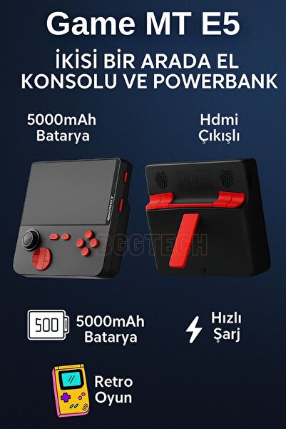 BGGTech Game MT E5 Taşınabilir El Konsolu |HDMI, Retro Oyun, 5000mAh Batarya ...