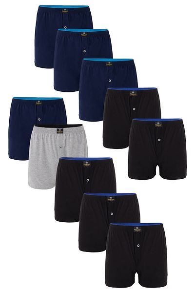 don joy Men's 10-Piece Cotton Combed Cotton Buttoned Boxers with Elastic Waist