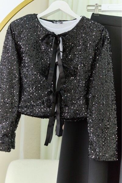 Modamorfo Sequin Sequined Jacket and Flared Skirt Set