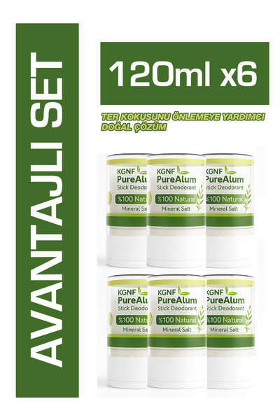 KGNF Kristal Roll On Deodorant Pure Alum 120gr 6 Adet Doğal Mineral Tuz Ter Karşıtı Taş Deodorant BÜYÜK