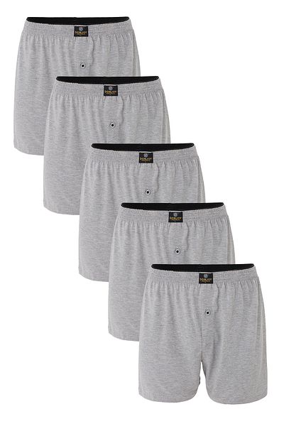don joy Men's 5-Piece Cotton Combed Cotton Buttoned Gray Boxers with Elastic Waist