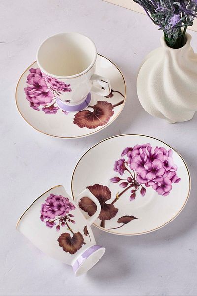 Perotti Bougainvillea 4-Piece Porcelain Coffee Set for 2