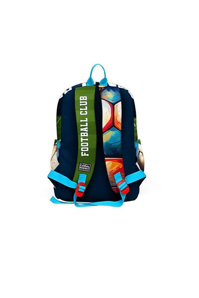 Coral High Navy Blue Football Patterned 3-Piece School Bag Set Set23779
