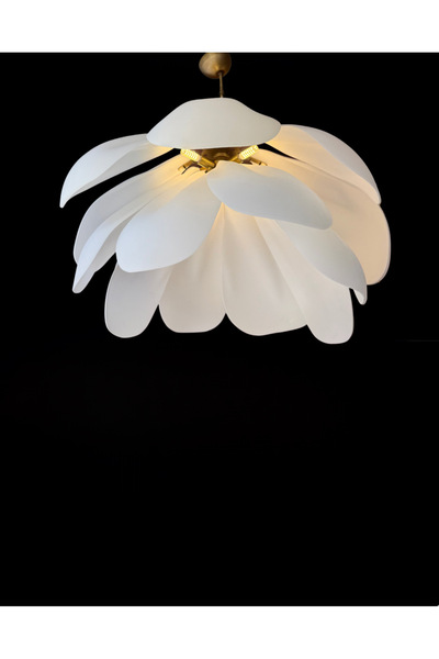 burenze Modern Exclusive Tasarım El Yapımı Kristal Camlı Sarkıt Avize Art Of Glass Beyaz Cam 55 Cm