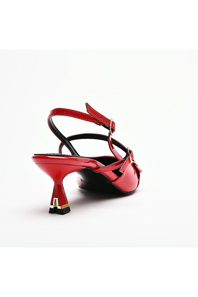 Sister in Love Asta Short Heeled Buckle Patent Leather Stiletto