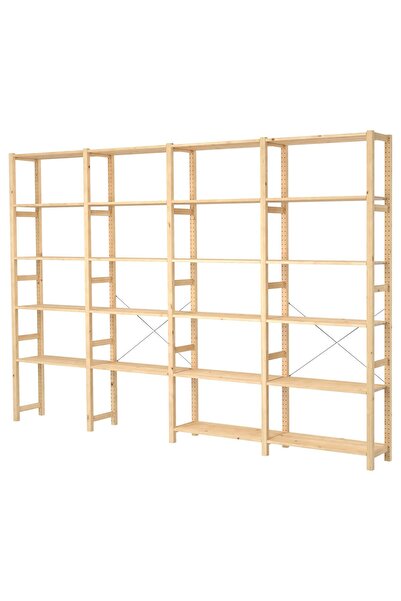 IKEA raf ünitesi, çam, 344x30x226 cm