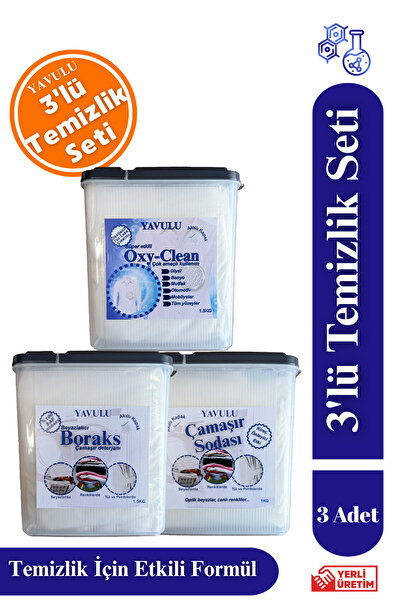 yavulu Ev Temizlik Seti Üçlü Set Büyük Boy (BORAKS - ÇAMAŞIR SODASI - OXY-CLE...