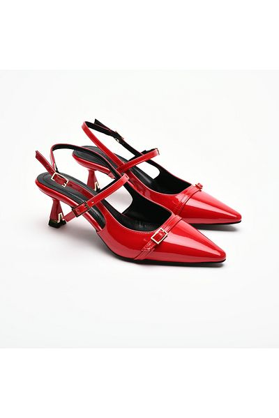 Sister in Love Asta Short Heeled Buckle Patent Leather Stiletto