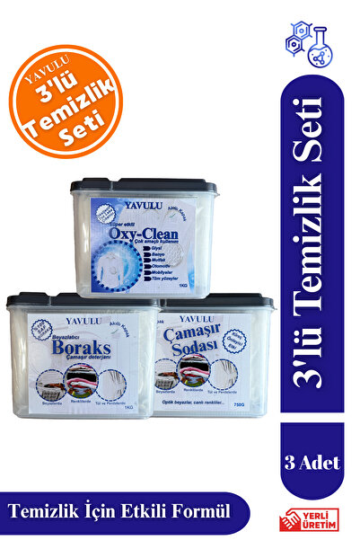 yavulu Ev Temizlik Seti Üçlü Set (Boraks - Çamaşır Sodası - Oxy-Clean) 3x1kg