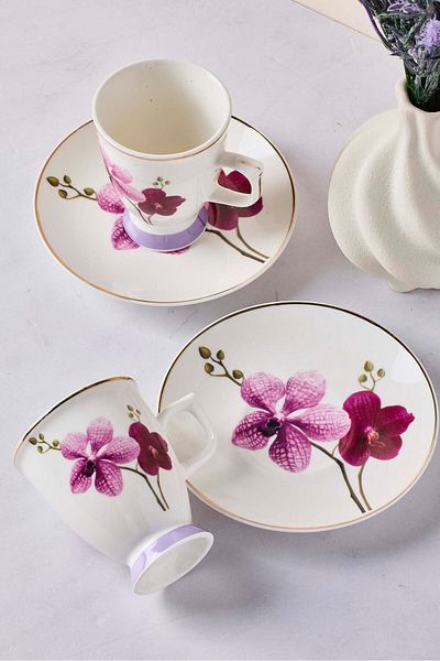 Perotti Bougainvillea 4-Piece Porcelain Coffee Set for 2