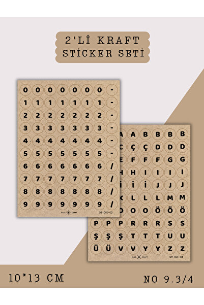Else Craft 2'li Mini Kraft Rakamlar Alfabe Sticker No 9.3/4 - Ajanda Planlayı...
