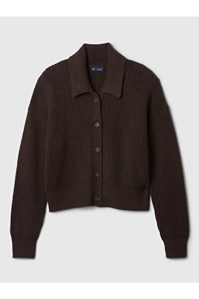 GAP Kadın Kahverengi CashSoft Relaxed Rib Hırka