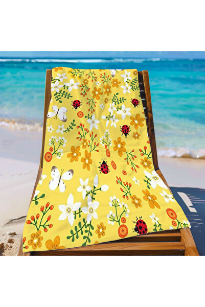 Piloji منشفة شاطئ مزهرة - منشفة شاطئ مطبوعة بنقشة زهور 75 × 150 سم