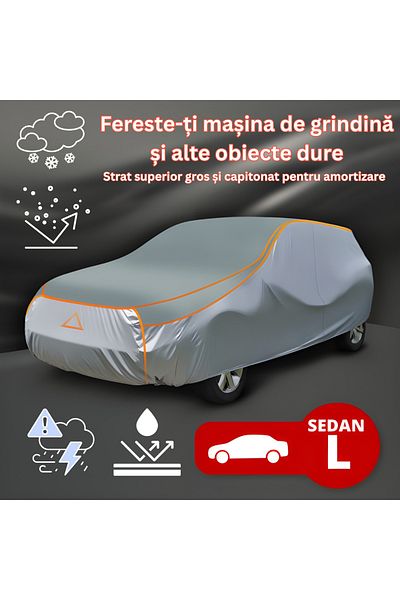 Tim Prelată auto impermeabilă anti-grindină, material premium, strat suplimentar elastic, Sedan L