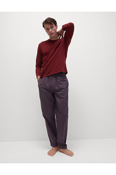 Marks & Spencer Saf Pamuklu Desenli Uzun Kollu Pijama Takımı