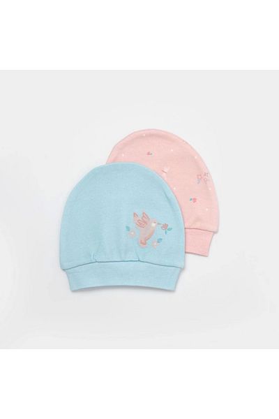 Bibaby Biorganic Always Happy 2-Piece Baby Hat 72229 Dried Rose Mint