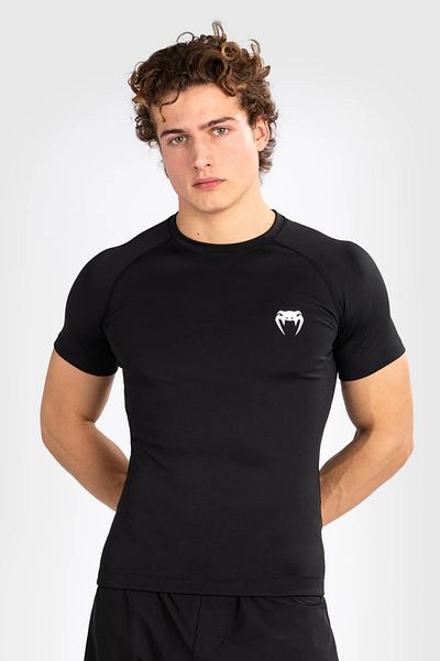Stylovi تي شيرت Ufc Venum Premium Compression Black من القماش الخاص للرجال للتدريب الرياضي واللياقة البدنية Mma