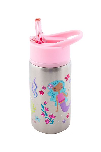 Stephen Joseph Stainless Steel Straw Water Bottle Mermaid