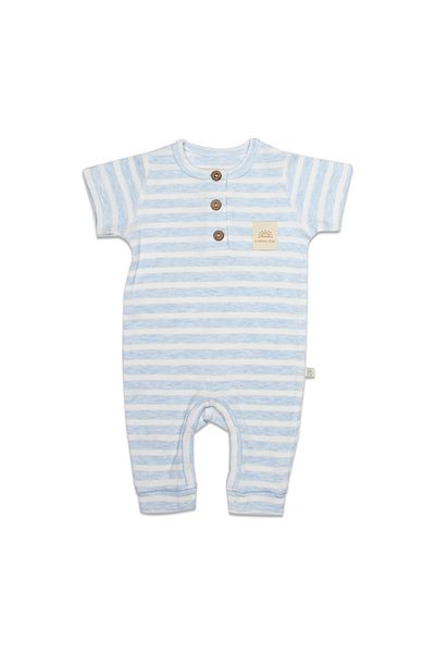 Bistyle Line Colors Half Sleeve Jumpsuit Without Booties 15126 Blue