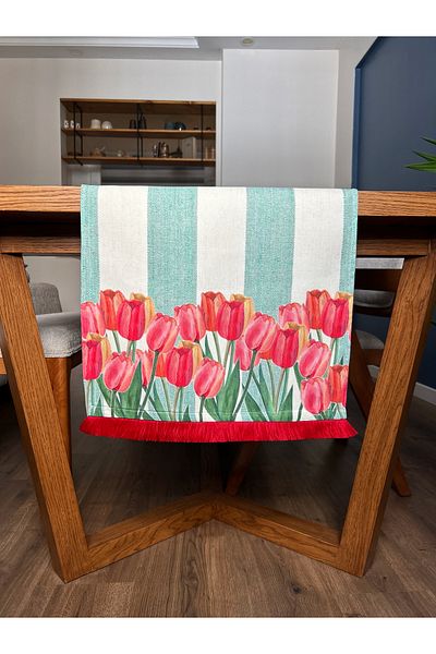 Alseko Concept Red Tassel, Tulip Pattern 40X140Cm Runner