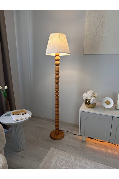 lazzir handle Ahşap Lüx Lambader 7 Cm Çap(BAŞLIK DAHİL)doğal Renk