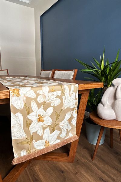 Alseko Concept Brown Tassel, Flowers Pattern 40X140Cm Runner