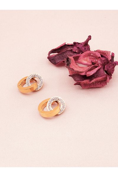 luree accessories Zircon Stone Round Motif Earrings
