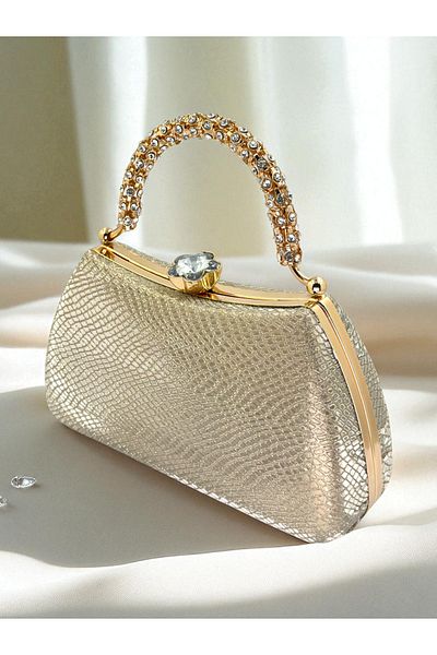 Biçanta Special Design Gold Color Laser Snake Pattern Handle Handle Women's Evening Dress Bag Wedding Engagement Prom