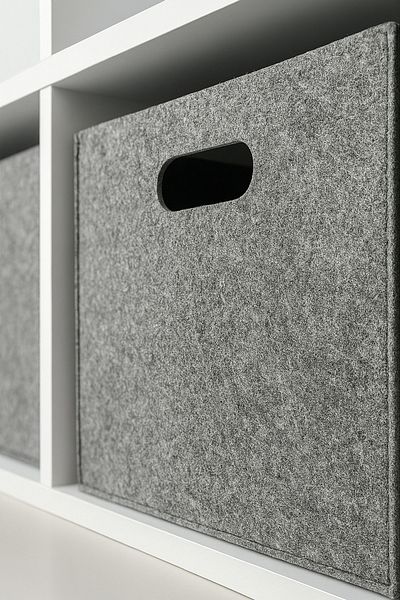 YUNUSOĞLU HOME Gray Felt Cube Organizer - Toy Box with Handle