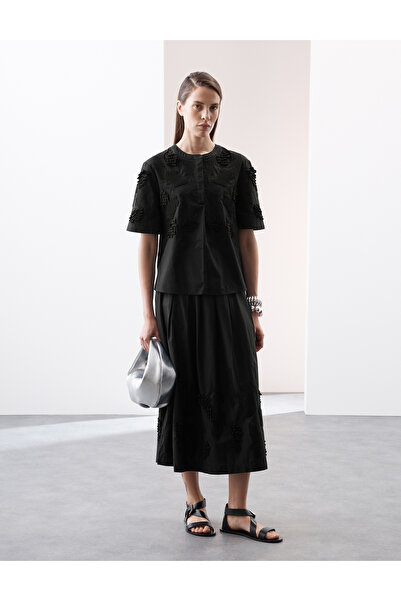 Marks & Spencer ​Kadın %100 Pamuklu Nakışlı Balon Kollu Bluz​