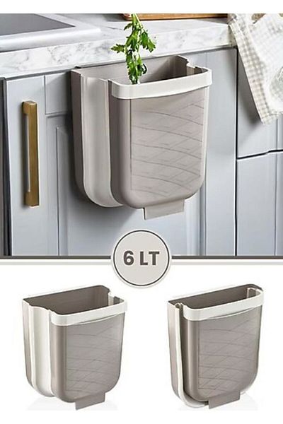 Leony Foldable Hanging Accordion Bathroom Kitchen Countertop Trash Can Box 6 Lt