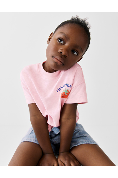 Marks & Spencer Saf Pamuklu Domates Baskılı Tişört (2–8 Yaş)